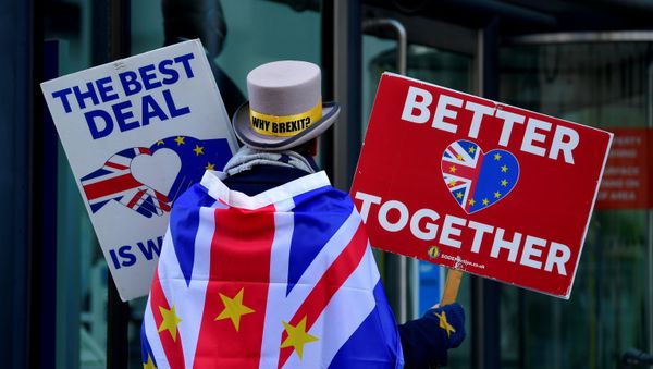 Anti-Brexit protester Steve Bray demonstrates outside of the conference centre where Brexit trade deal negotiations are taking place in London, Britain November 9, 2020 Anti-Brexit protester Steve Bray demonstrates outside of the conference centre where Brexit trade deal negotiations are taking place in London, Britain November 9, 2020 - Sputnik International