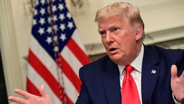 U.S. President Donald Trump speaks to reporters after he participated in a Thanksgiving video teleconference with members of the military forces at the White House in Washington, U.S., November 26, 2020. - Sputnik International