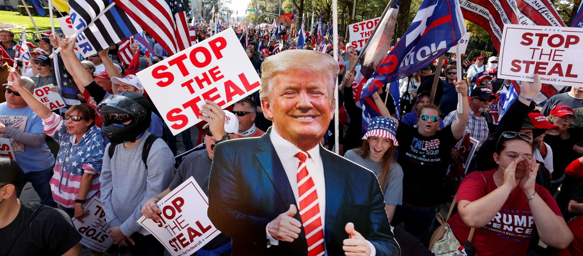 FILE PHOTO: A cut-out of US President Donald Trump is pictured as supporters take part in a protest against the results of the 2020 presidential election in Atlanta, Georgia, US, 21 November 2020. FILE PHOTO: A cut-out of US President Donald Trump is pictured as supporters take part in a protest against the results of the 2020 presidential election in Atlanta, Georgia, US, 21 November 2020. - Sputnik International, 1920, 30.11.2020