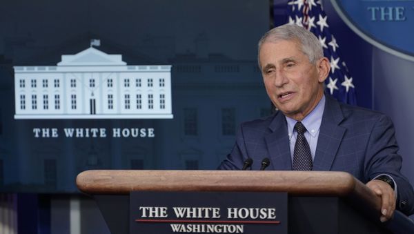 In this Nov. 19, 2020 file photo Dr. Anthony Fauci, director of the National Institute of Allergy and Infectious Diseases, speaks during a briefing with the coronavirus task force at the White House in Washington. Fauci, warned during a virtual news conference on Tuesday, Dec. 1, 2020, that Colorado is not alone in seeing a spike in cases and pleaded with people not to travel or gather in large groups.  - Sputnik International