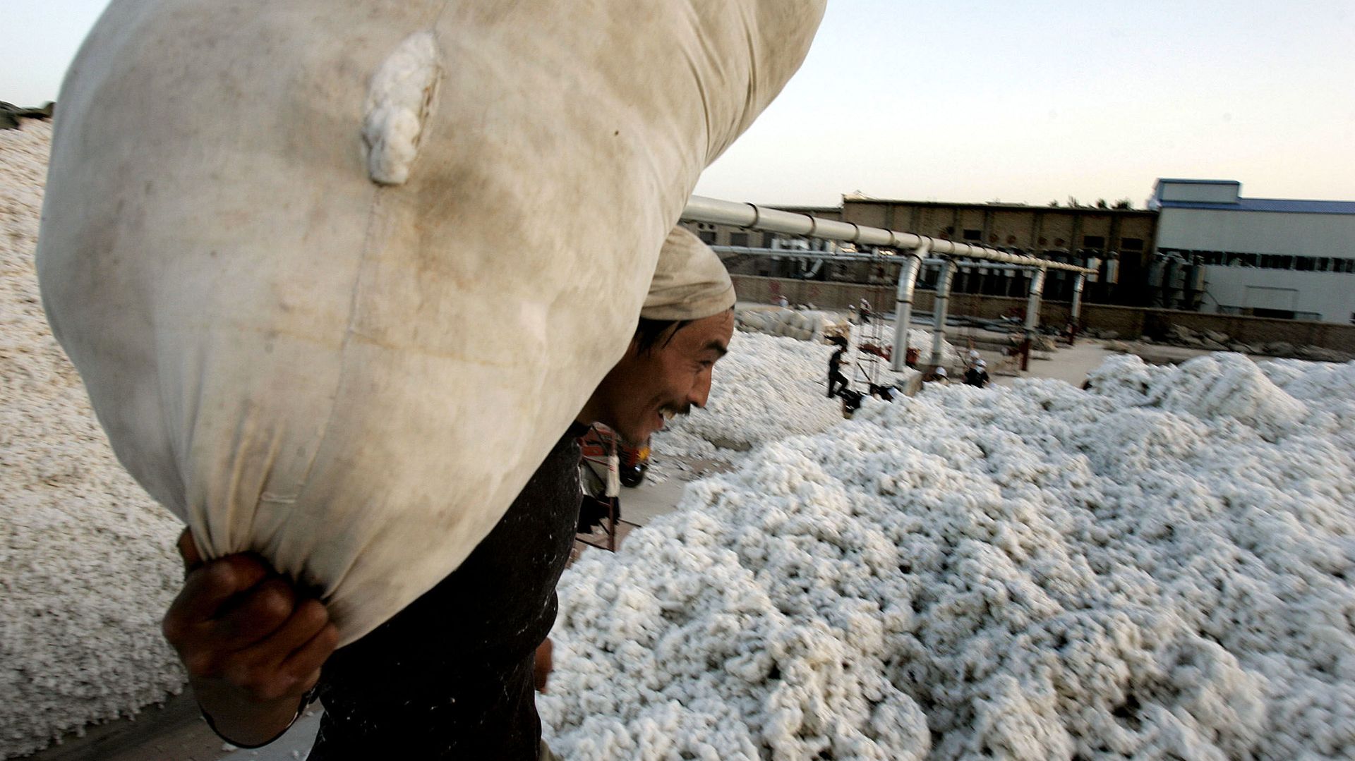 A worker carries a sack containing raw cotton in the city of Korla in northwest China's Xinjiang Uygur Autonomous Region on Tuesday, Oct. 10, 2006 A worker carries a sack containing raw cotton in the city of Korla in northwest China's Xinjiang Uygur Autonomous Region on Tuesday, Oct. 10, 2006 - Sputnik International, 1920, 17.02.2021