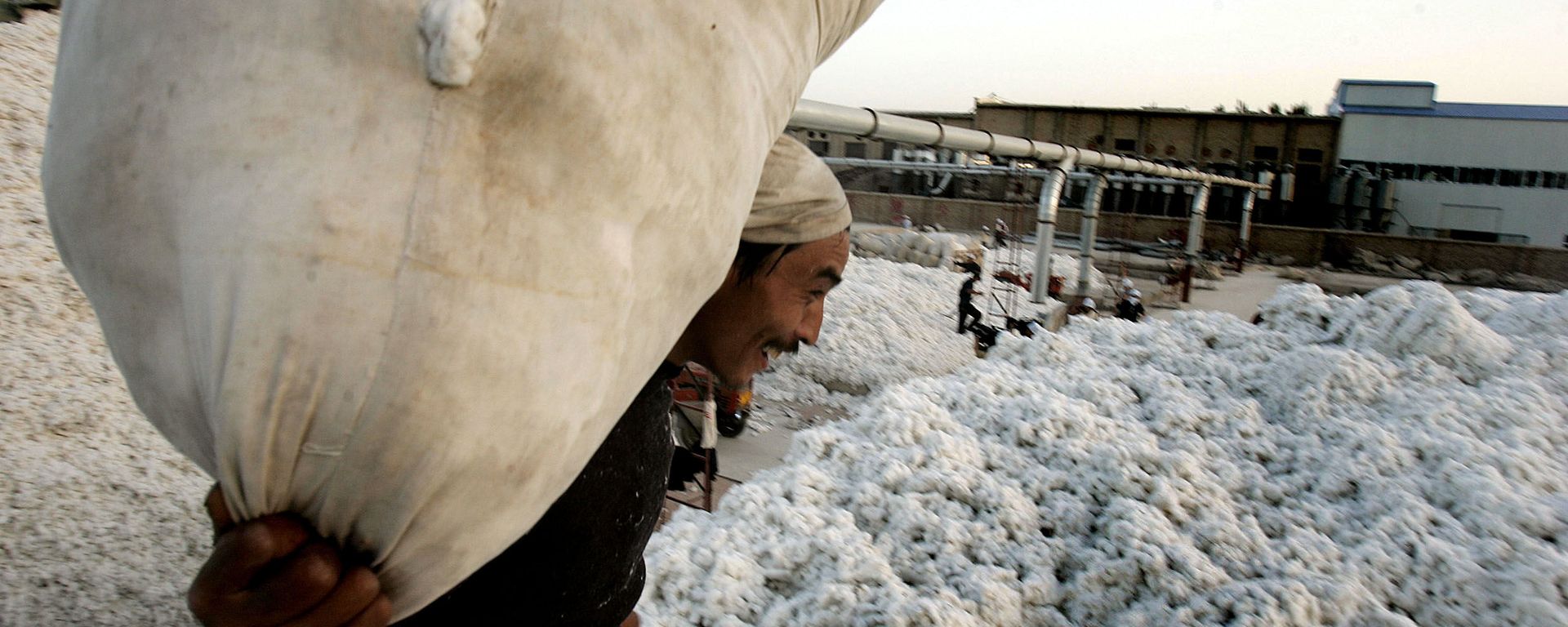 A worker carries a sack containing raw cotton in the city of Korla in northwest China's Xinjiang Uygur Autonomous Region on Tuesday, Oct. 10, 2006 A worker carries a sack containing raw cotton in the city of Korla in northwest China's Xinjiang Uygur Autonomous Region on Tuesday, Oct. 10, 2006 - Sputnik International, 1920, 17.02.2021