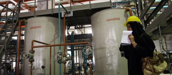 An Iranian journalist reports tours the water purifying facility at the Bushehr nuclear power plant in the Iranian port town of Bushehr, 1200 Kms south of Tehran, on February 25, 2009 - Sputnik International