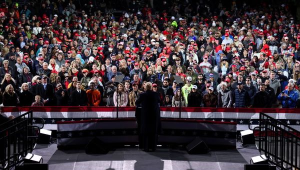 People listen as U.S. President Donald Trump speaks during a campaign rally for Republican U.S. senators David Perdue and Kelly Loeffler, ahead of their January runoff elections to determine control of the U.S. Senate, in Valdosta, Georgia, U.S., December 5, 2020. REUTERS/Jonathan Ernst? - Sputnik International
