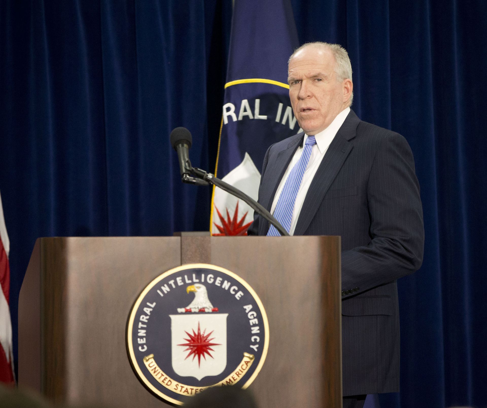 Central Intelligence Director (CIA) Director John Brennan walks to his podium to begin a news conference at CIA Headquarters in Langley, Va., Thursday, Dec. 11, 2014 Central Intelligence Director (CIA) Director John Brennan walks to his podium to begin a news conference at CIA Headquarters in Langley, Va., Thursday, Dec. 11, 2014 - Sputnik International, 1920, 23.05.2022