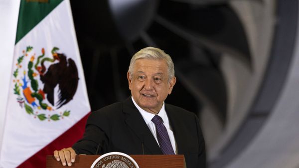 In this July 27, 2020 file photo, Mexican President Andres Manuel Lopez Obrador gives his daily, morning press conference in front of the former presidential plane that has been for sale since he took office, at Benito Juarez International Airport in Mexico City In this July 27, 2020 file photo, Mexican President Andres Manuel Lopez Obrador gives his daily, morning press conference in front of the former presidential plane that has been for sale since he took office, at Benito Juarez International Airport in Mexico City - Sputnik International