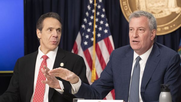 New York Gov. Andrew Cuomo, left, and Mayor Bill de Blasio discuss the state and city's preparedness for the spread of coronavirus at a news conference, Monday, March 2, 2020 in New York. - Sputnik International