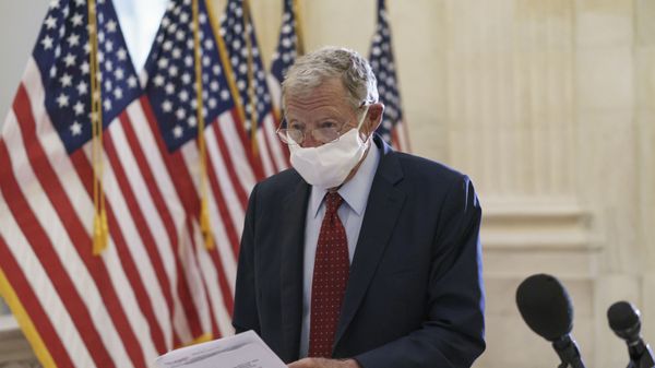 Sen. Jim Inhofe, R-Okla., arrives as Senate Republicans hold leadership elections, on Capitol Hill in Washington, Tuesday, Nov. 10, 2020 - Sputnik International