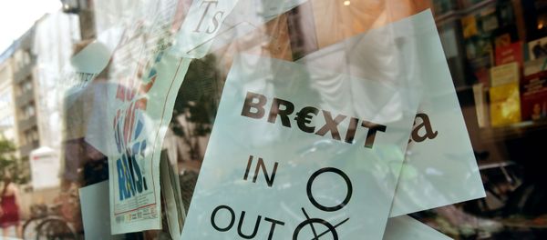 (FILES) In this file photo taken on June 24, 2016 a poster featuring a Brexit vote ballot with out tagged is on display at a book shop window in Berlin. (FILES) In this file photo taken on June 24, 2016 a poster featuring a Brexit vote ballot with out tagged is on display at a book shop window in Berlin. - Sputnik International