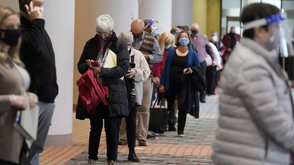 FILE - In this Nov. 20, 2020, file photo, people line up for a Milwaukee hand recount of the presidential election at the Wisconsin Center, in Milwaukee - Sputnik International