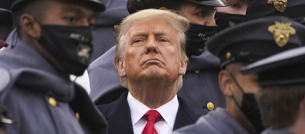 Surrounded by Army cadets, President Donald Trump watches the first half of the 121st Army-Navy Football Game in Michie Stadium at the United States Military Academy, 12 December 2020 - Sputnik International