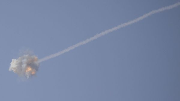 An Israeli Iron Dome air defense system missile is seen intercepting rockets fired from Gaza over Sderot, southern Israel, Wednesday, Nov. 13, 2019. - Sputnik International