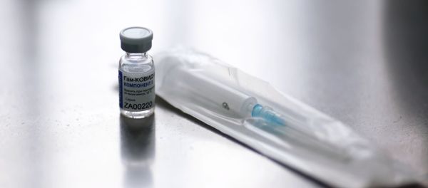 The view shows an ampoule component 1 of the two-component vector vaccine the Sputnik-V against coronavirus infectionin the city polyclinic No. 4 in Volgograd, Russia - Sputnik International