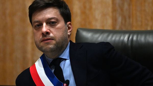 Socialist Party's new mayor of Marseille Benoit Payan wearing the mayor's scarf looks on during the handover of power ceremony in Marseille on December 21, 2020.  - Sputnik International