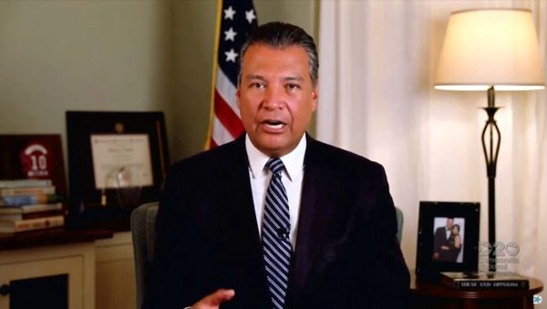 California Secretary of State Alex Padilla speaks by video feed during the 4th and final night of the 2020 Democratic National Convention, as participants from across the country are hosted over video links from the originally planned site of the convention in Milwaukee, Wisconsin, U.S. August 20, 2020.  - Sputnik International