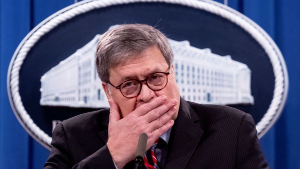 US Attorney General William Barr participates in a news conference to provide an update on the investigation of the bombing of  Pan Am flight 103 on the 32nd anniversary of the attack, at the US Department of Justice in Washington, D.C, U.S., December 21, 2020.  - Sputnik International
