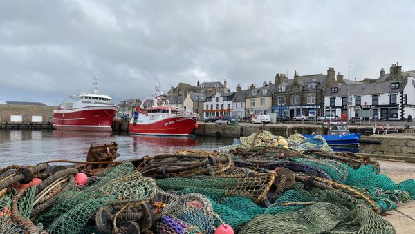 View of fishing boats and a net in the coastal town of Macduff, Aberdeenshire, Scotland, Britain October 18, 2020 - Sputnik International