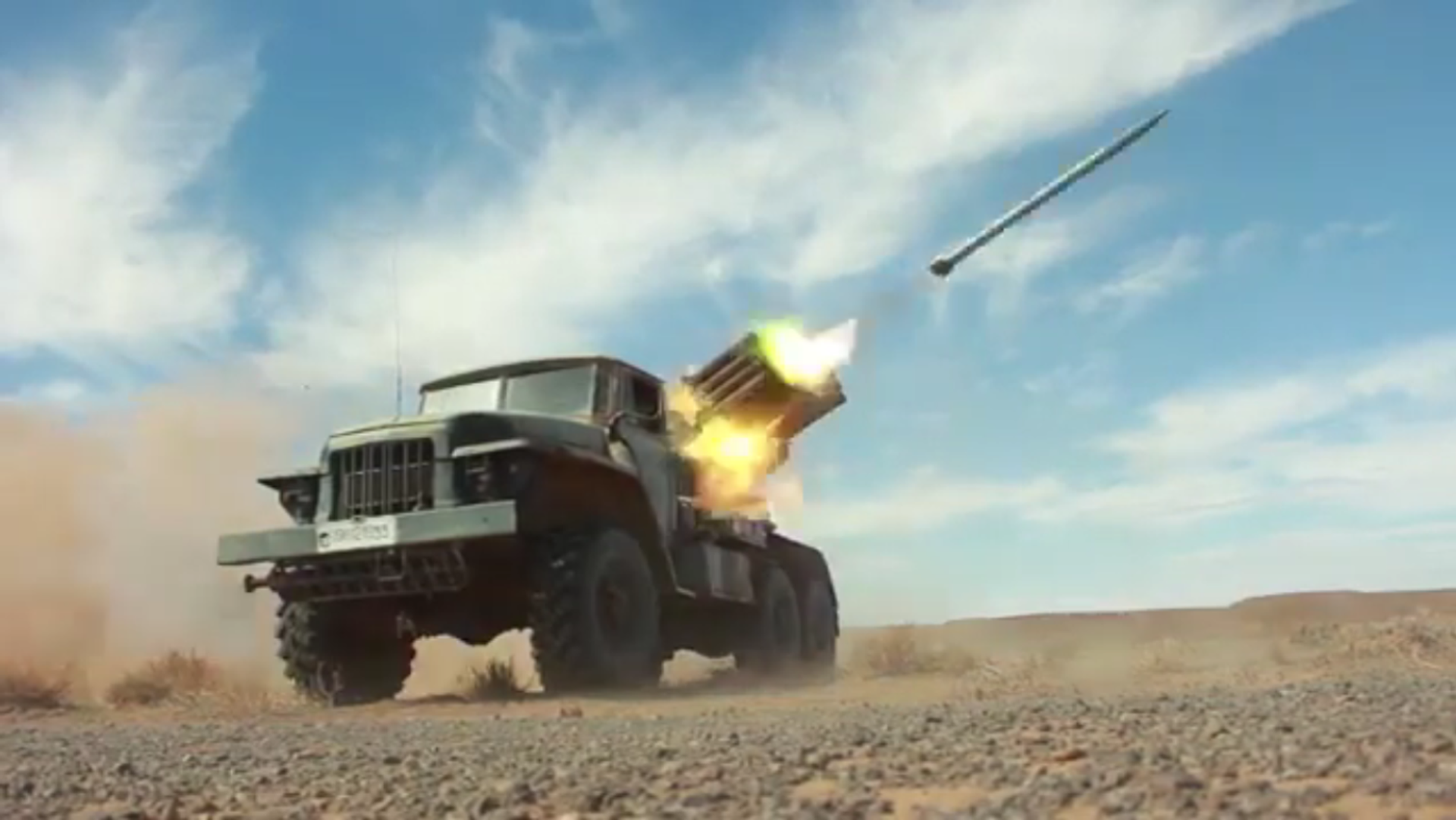 A BM-21 Grad rocket artillery of the Saharawi Army fires at Moroccan Army positions in Western Sahara - Sputnik International, 1920, 18.10.2021