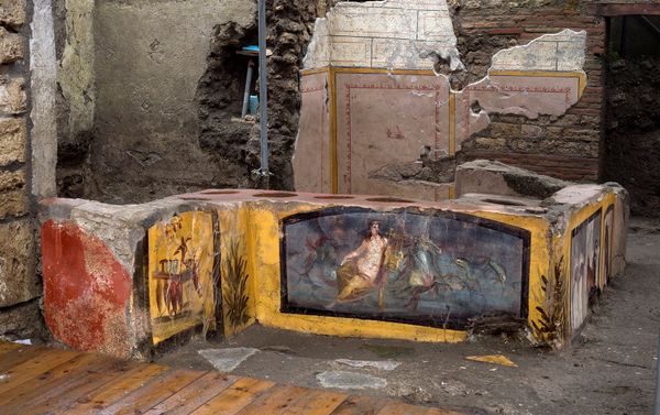 A fresco on an ancient counter depicting a nymph riding a horse uncovered during excavations in Pompeii, Italy, is seen in this handout picture released December 26, 2020. A fresco on an ancient counter depicting a nymph riding a horse uncovered during excavations in Pompeii, Italy, is seen in this handout picture released December 26, 2020. - Sputnik International