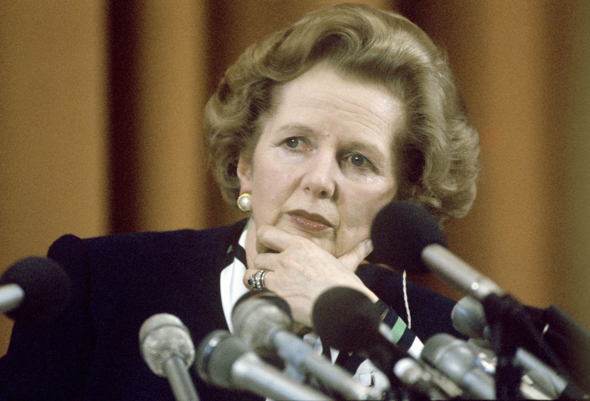 The UK Prime Minister Margaret Thatcher at a press-conference during the official visit to the USSR - Sputnik International, 1920, 13.07.2022