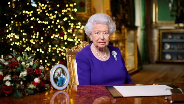Britain's Queen Elizabeth II records her annual Christmas broadcast in Windsor Castle, Berkshire, Britain December 24, 2020. Picture taken December 24, 2020 - Sputnik International