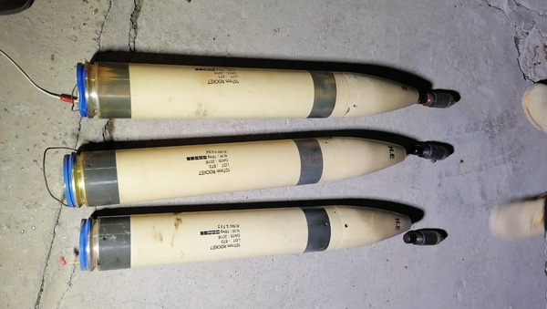Photo of rocket artillery rounds posted by US President Donald Trump on Twitter. Trump alleges the photo is proof of Iranian involvement in the December rocket attack on the US Embassy compound in Baghdad, Iraq. Photo of rocket artillery rounds posted by US President Donald Trump on Twitter. Trump alleges the photo is proof of Iranian involvement in the December rocket attack on the US Embassy compound in Baghdad, Iraq. - Sputnik International