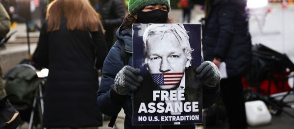 A supporter of WikiLeaks founder Julian Assange holds a placard, at the Old Bailey, the Central Criminal Court, in London, Britain, January 4, 2021. REUTERS/Henry Nicholls A supporter of WikiLeaks founder Julian Assange holds a placard, at the Old Bailey, the Central Criminal Court, in London, Britain, January 4, 2021. REUTERS/Henry Nicholls - Sputnik International