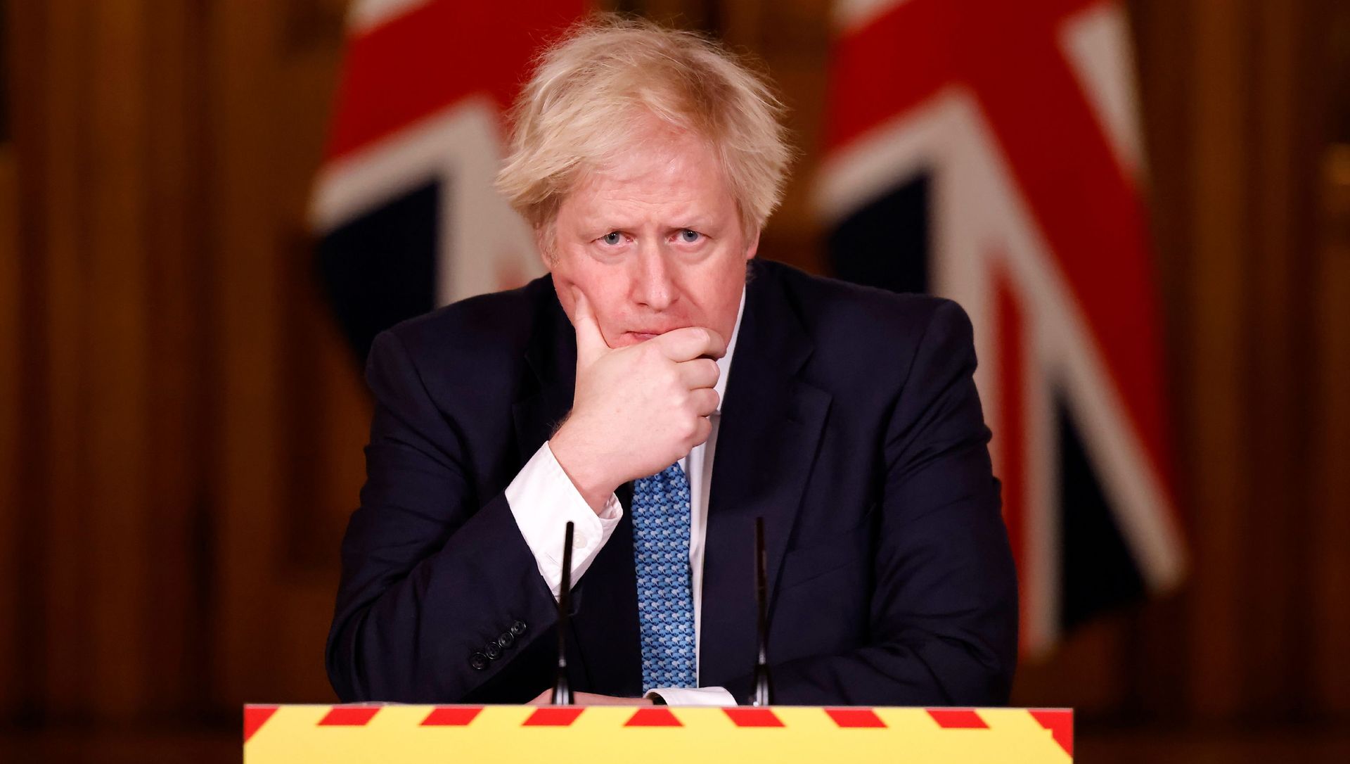 Britain's Prime Minister Boris Johnson reacts during a virtual news conference on the COVID-19 pandemic, at 10 Downing Street in London, Britain January 7, 2021 Britain's Prime Minister Boris Johnson reacts during a virtual news conference on the COVID-19 pandemic, at 10 Downing Street in London, Britain January 7, 2021 - Sputnik International, 1920, 02.02.2021