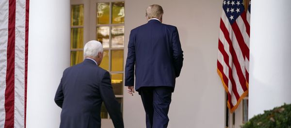 President Donald Trump and Vice President Mike Pence leave after speaking at an event on Operation Warp Speed in the Rose Garden of the White House, Friday, Nov. 13, 2020, in Washington. - Sputnik International