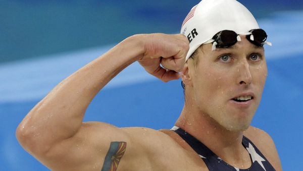 U.S. relay swimmer Klete Keller reacts after a men's 4x200-meter freestyle relay heat during the swimming competitions in the National Aquatics Center at the Beijing 2008 Olympics in Beijing, Tuesday, Aug. 12, 2008 - Sputnik International