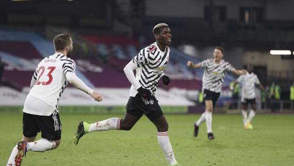 Paul Pogba wheels away after scoring for Manchester United against Burnley on 12 January 2021. - Sputnik International