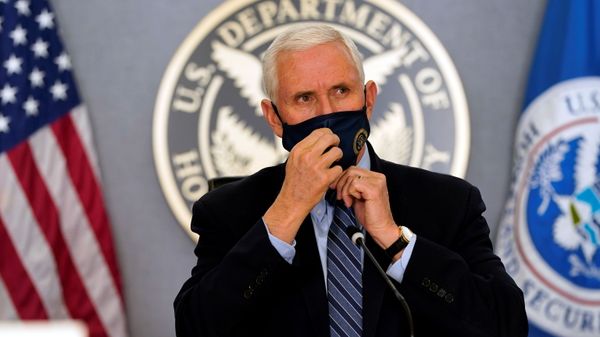 Vice President Mike Pence adjusts his face mask as he listens during a briefing about the upcoming presidential inauguration of President-elect Joe Biden and Vice President-elect Kamala Harris, at FEMA headquarters, January 14, 2021, in Washington Vice President Mike Pence adjusts his face mask as he listens during a briefing about the upcoming presidential inauguration of President-elect Joe Biden and Vice President-elect Kamala Harris, at FEMA headquarters, January 14, 2021, in Washington - Sputnik International