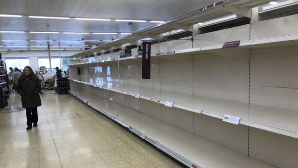 Empty shelves where toilet roll is usually stocked in a supermarket in Durham, England, Tuesday March 17, 2020, after British authorities ramped up public health measures Monday, telling people who are in the groups considered most vulnerable to severe COVID-19 illness to stay at home for three months Empty shelves where toilet roll is usually stocked in a supermarket in Durham, England, Tuesday March 17, 2020, after British authorities ramped up public health measures Monday, telling people who are in the groups considered most vulnerable to severe COVID-19 illness to stay at home for three months - Sputnik International
