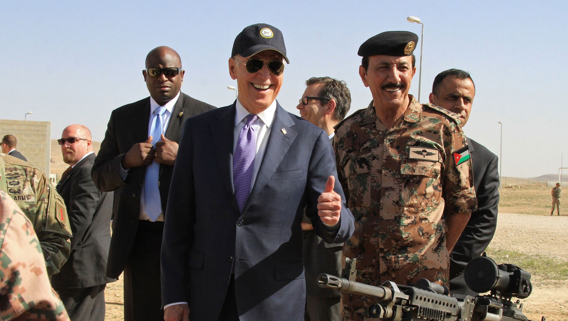 U.S. Vice President Joe Biden, left, visits a joint Jordanian-American training center at Zarqa, northeast of Amman, Jordan, Thursday, March 10, 2016. The Jordanian town was believed to include a training camp for Syrian rebels at the time of his visit. U.S. Vice President Joe Biden, left, visits a joint Jordanian-American training center at Zarqa, northeast of Amman, Jordan, Thursday, March 10, 2016. The Jordanian town was believed to include a training camp for Syrian rebels at the time of his visit. - Sputnik International, 1920, 22.03.2021