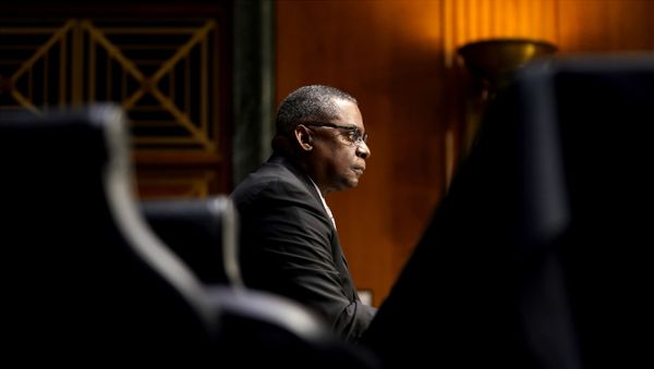U.S. President-elect Joe Biden's nominee for Secretary of Defense Retired Army Gen. Lloyd Austin answers questions during his confirmation before the Senate Armed Services Committee in Washington, U.S. January 19, 2021. - Sputnik International