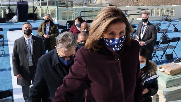 U.S. House Speaker Nancy Pelosi (D-CA) inspects the official platform a day before President-elect Joe Biden's inauguration at the U.S. Capitol in Washington, U.S. January 19, 2021 U.S. House Speaker Nancy Pelosi (D-CA) inspects the official platform a day before President-elect Joe Biden's inauguration at the U.S. Capitol in Washington, U.S. January 19, 2021 - Sputnik International