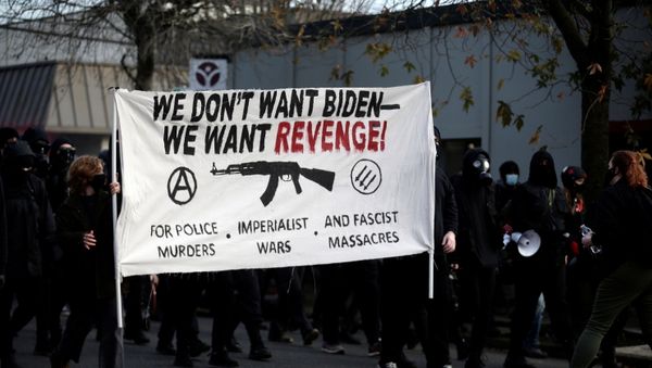 Activists take part in a protest after the inauguration of U.S. President Joe Biden, in Portland, Oregon, U.S. January 20, 2021. Activists take part in a protest after the inauguration of U.S. President Joe Biden, in Portland, Oregon, U.S. January 20, 2021. - Sputnik International