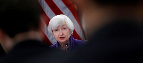 U.S. outgoing Federal Reserve Chair Janet Yellen holds a news conference after a two-day Federal Open Market Committee (FOMC) meeting in Washington, U.S. December 13, 2017. - Sputnik International
