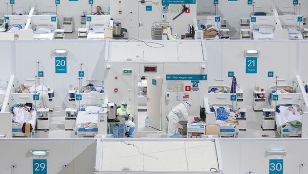 A view shows wards at the Krylatskoye Ice Palace, which was converted into a temporary hospital for people suffering from the coronavirus disease (COVID-19), in Moscow, Russia, January 20, 2021. - Sputnik International