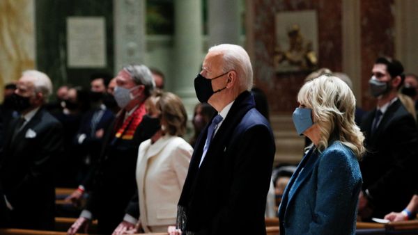 President-elect Joe Biden and his wife Jill Biden attend a church service before his presidential inauguration, at St. Matthews Catholic Church in Washington, U.S., January 20, 2021. President-elect Joe Biden and his wife Jill Biden attend a church service before his presidential inauguration, at St. Matthews Catholic Church in Washington, U.S., January 20, 2021. - Sputnik International