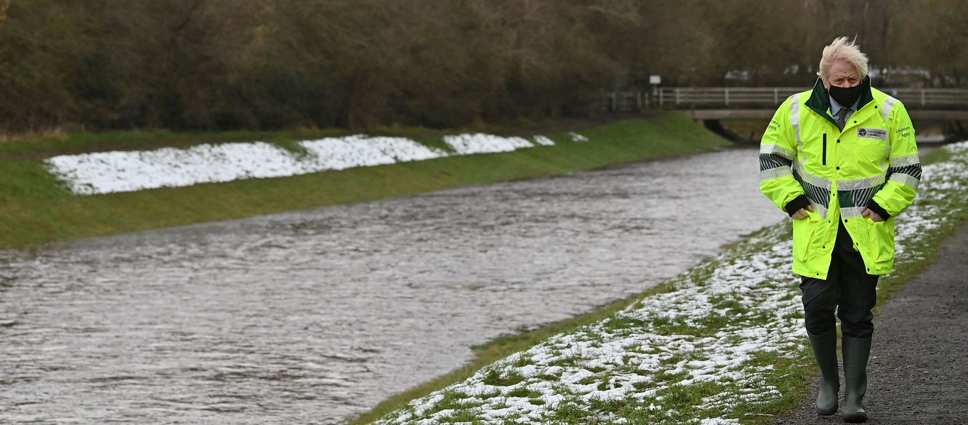 Britain's Prime Minister Boris Johnson reacts during his visit to a storm basin near the River Mersey in Didsbury, Manchester, as Storm Christoph brings heavy rains and flooding across the country, Britain January 21, 2021 Britain's Prime Minister Boris Johnson reacts during his visit to a storm basin near the River Mersey in Didsbury, Manchester, as Storm Christoph brings heavy rains and flooding across the country, Britain January 21, 2021 - Sputnik International, 1920, 01.02.2021