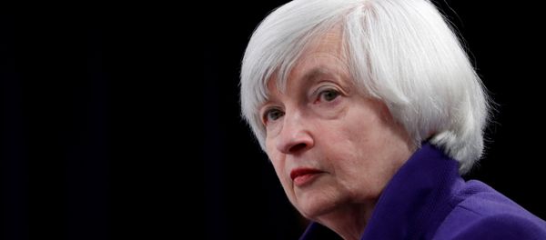 U.S. outgoing Federal Reserve Chair Janet Yellen holds a news conference after a two-day Federal Open Market Committee (FOMC) meeting in Washington, U.S. December 13, 2017 - Sputnik International