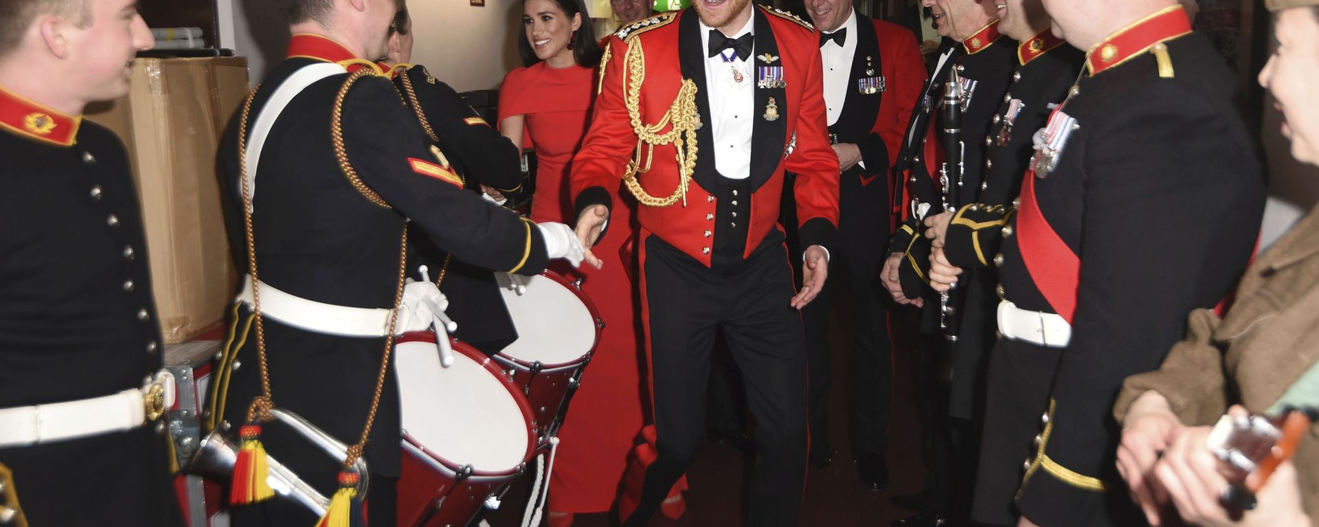Britain's Prince Harry and Meghan, Duchess of Sussex, meet the Massed Bands of Her Majesty's Royal Marines at the Mountbatten Festival of Music at the Royal Albert Hall in London, Saturday, March 7, 2020 Britain's Prince Harry and Meghan, Duchess of Sussex, meet the Massed Bands of Her Majesty's Royal Marines at the Mountbatten Festival of Music at the Royal Albert Hall in London, Saturday, March 7, 2020 - Sputnik International, 1920, 18.06.2021