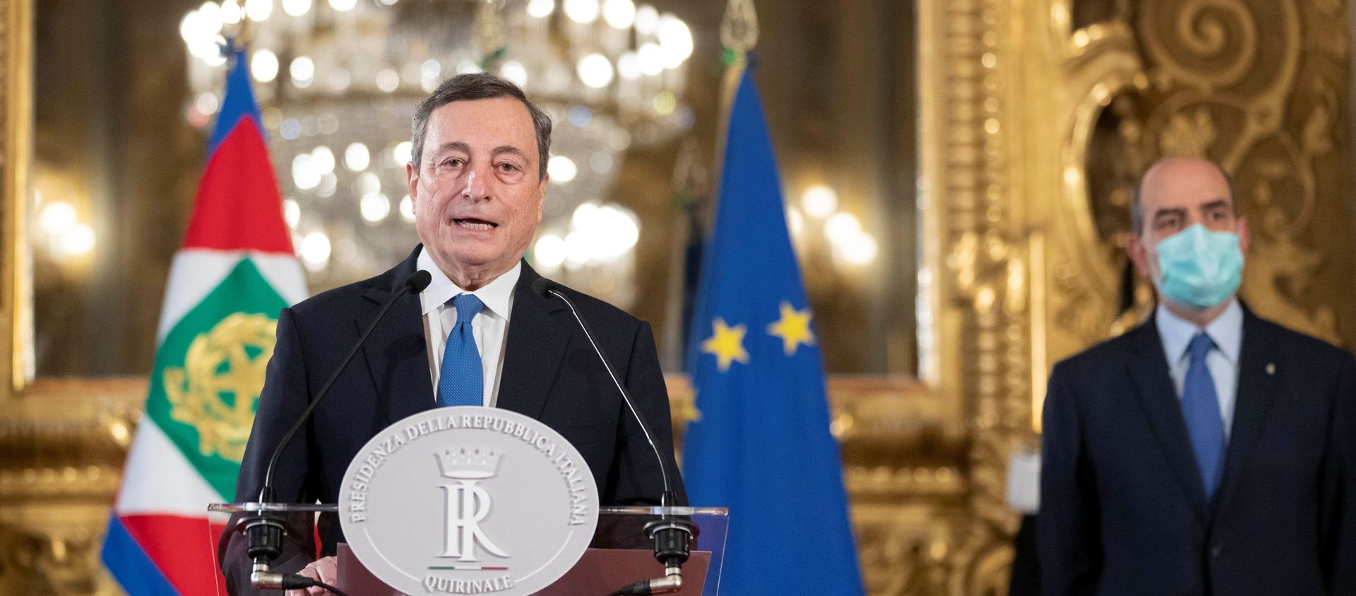 Former European Central Bank President Mario Draghi speaks after his meeting with Italian President Sergio Mattarella at the Quirinale Palace in Rome, Italy February 3, 2021. Francesco Ammendola/Presidential Palace/Handout via REUTERS ATTENTION EDITORS - THIS IMAGE HAS BEEN SUPPLIED BY A THIRD PARTY Former European Central Bank President Mario Draghi speaks after his meeting with Italian President Sergio Mattarella at the Quirinale Palace in Rome, Italy February 3, 2021. Francesco Ammendola/Presidential Palace/Handout via REUTERS ATTENTION EDITORS - THIS IMAGE HAS BEEN SUPPLIED BY A THIRD PARTY - Sputnik International, 1920, 08.02.2021