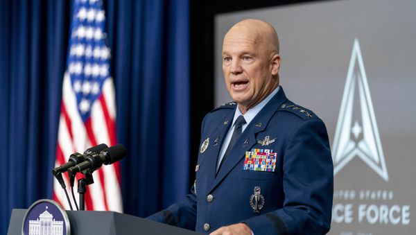 Chief of Space Operations at U.S. Space Force Gen. John Raymond speaks at a ceremony to commemorate the first birthday of the U.S. Space Force at the Eisenhower Executive Office Building on the White House complex​, Friday, Dec. 18, 2020, in Washington. - Sputnik International