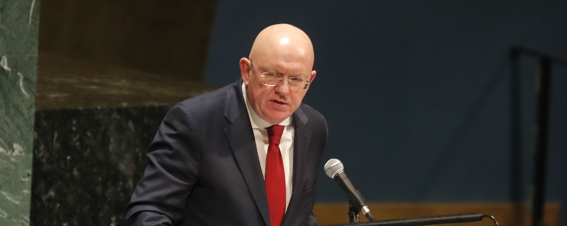 Russian ambassador to the United Nations Nebenzia Vassily speaks during a Holocaust memorial event at U.N. headquarters, Monday, Jan. 27, 2020. - Sputnik International, 1920, 17.03.2021