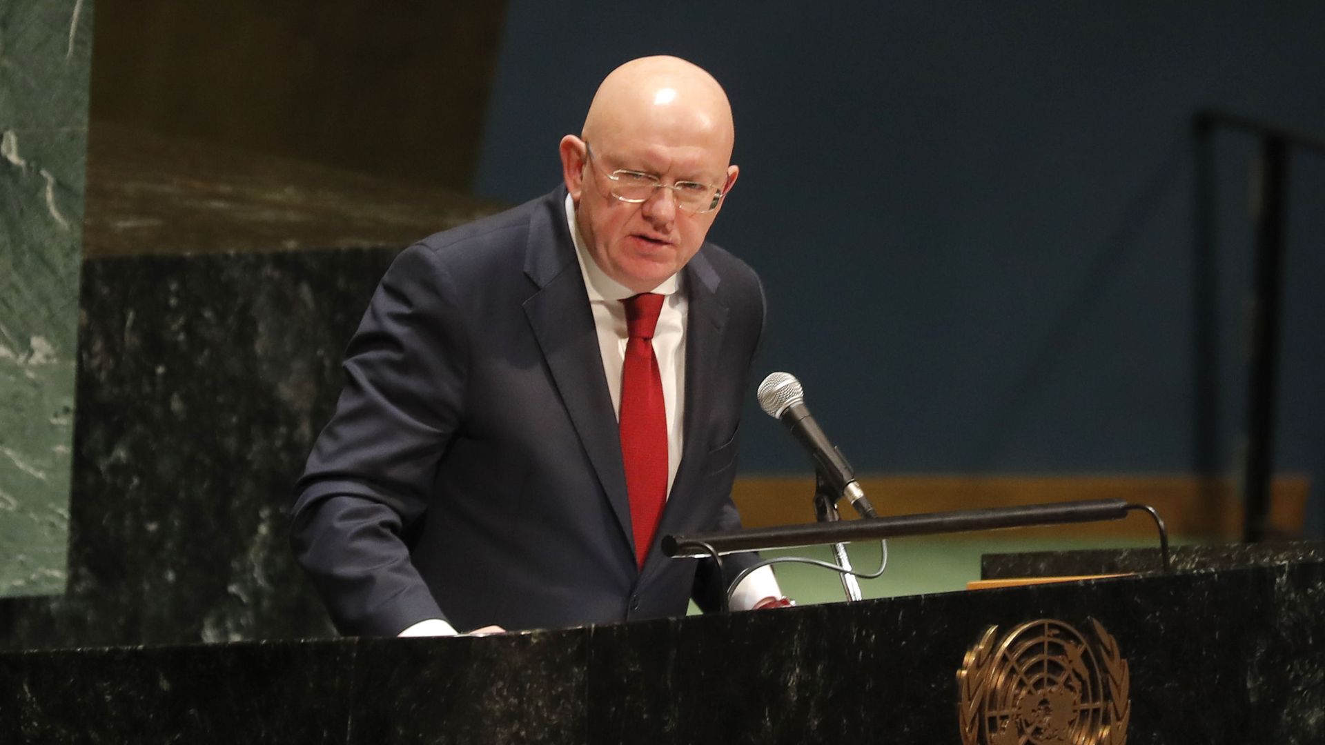 Russian ambassador to the United Nations Nebenzia Vassily speaks during a Holocaust memorial event at U.N. headquarters, Monday, Jan. 27, 2020. Russian ambassador to the United Nations Nebenzia Vassily speaks during a Holocaust memorial event at U.N. headquarters, Monday, Jan. 27, 2020. - Sputnik International, 1920, 17.03.2021