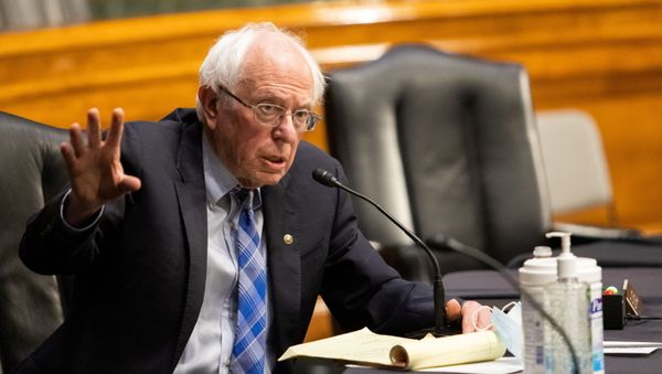 U.S. Senator Bernie Sanders, D-VT, questions Former Michigan Governor Jennifer Granholm as she testifies before the Senate Energy and Natural Resources Committee during a hearing to examine her nomination to be Secretary of Energy, on Capitol Hill in Washington, D.C., U.S., January 27, 2021. Graeme Jennings/Pool via REUTERS - Sputnik International
