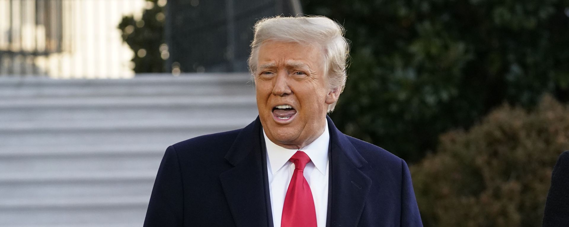President Donald Trump speaks with reporters as he walks to board Marine One on the South Lawn of the White House, Wednesday, Jan. 20, 2021, in Washington. President Donald Trump speaks with reporters as he walks to board Marine One on the South Lawn of the White House, Wednesday, Jan. 20, 2021, in Washington. - Sputnik International, 1920, 29.04.2021