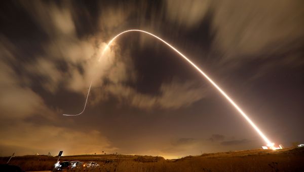 he Iron Dome anti-missile system fires an interceptor missile as rockets are launched from Gaza towards Israel near the southern city of Sderot, Israel August 9, 2018. - Sputnik International